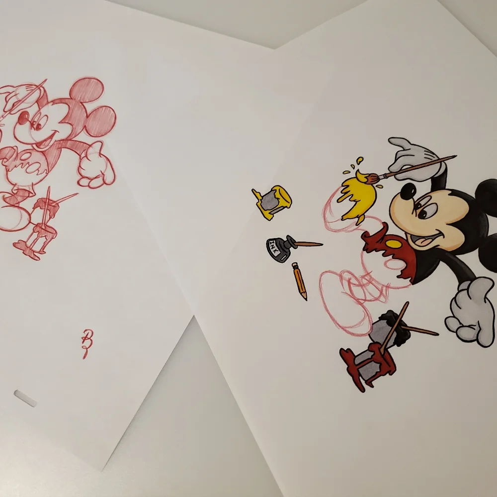 Disney Mickey Mouse coloring himself Drawing/sketch animation signed Art - Picture 2 of 5